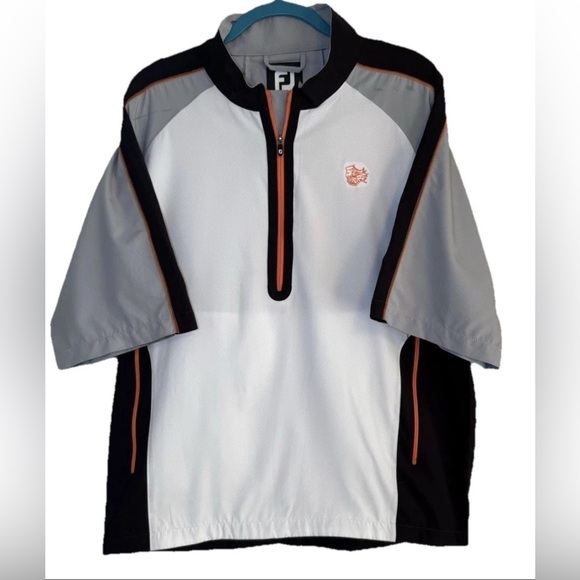 Foot Joy Golf Wind Shirt Jacket Mens L Quarter Zip Pullover Gray Black Poseidon - Picture 4 of 14